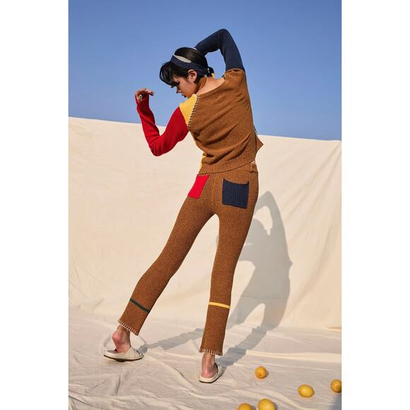 Yanyan Choi-Hung Colorblock Extra Long Sleeve Cardigan Button Chunky Yarn Sz S - Picture 4 of 10